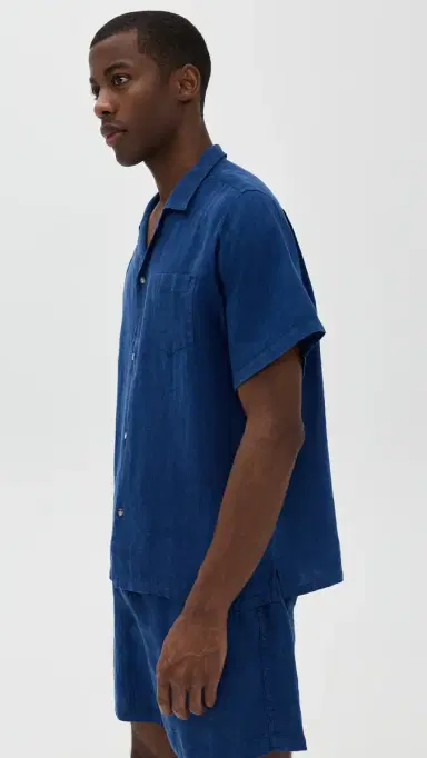 BATHER Short Sleeve inen Camp Shirt Navy | Thumbnail 4 BATHER Short Sleeve inen Camp Shirt Navy | Thumbnail 4
