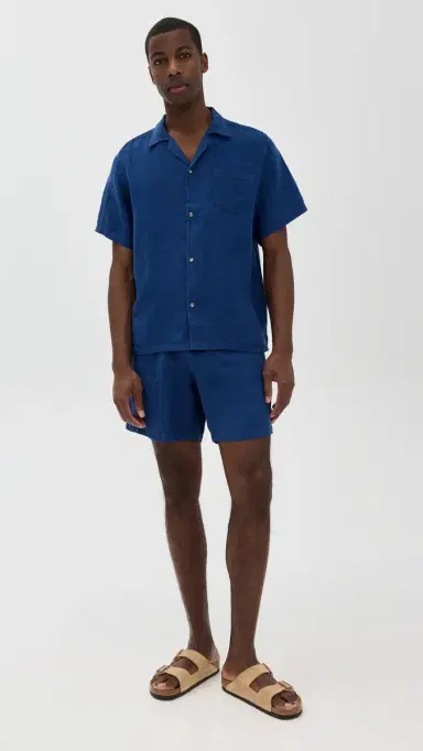 BATHER Short Sleeve inen Camp Shirt Navy | Thumbnail 5 BATHER Short Sleeve inen Camp Shirt Navy | Thumbnail 5