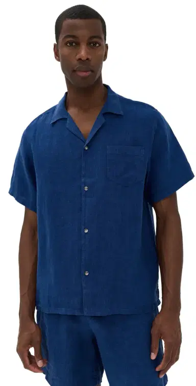 BATHER Short Sleeve inen Camp Shirt Navy | Thumbnail 1 BATHER Short Sleeve inen Camp Shirt Navy | Thumbnail 1
