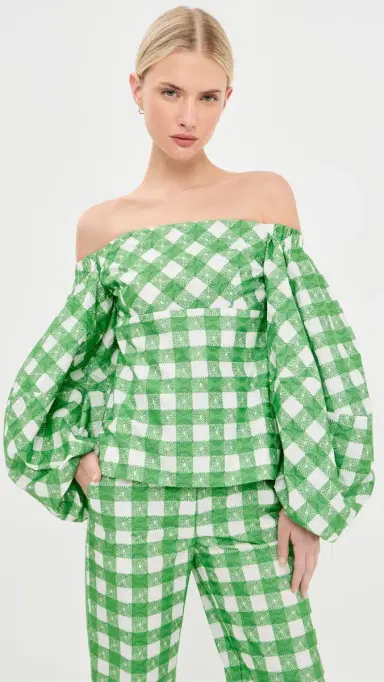 Rosie Assoulin Empire Balloon Top Grass Green | Thumbnail 2 Rosie Assoulin Empire Balloon Top Grass Green | Thumbnail 2