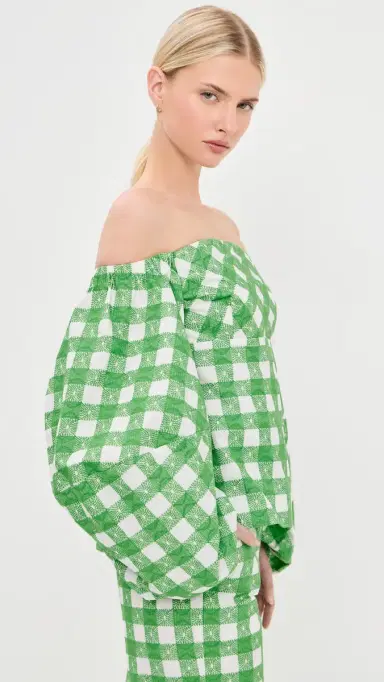Rosie Assoulin Empire Balloon Top Grass Green | Thumbnail 4 Rosie Assoulin Empire Balloon Top Grass Green | Thumbnail 4