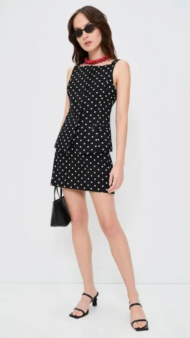 WAYF Joan Button Front Top Black Polka Dot | Thumbnail 5 WAYF Joan Button Front Top Black Polka Dot | Thumbnail 5