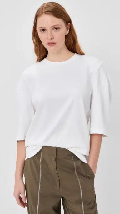 Tibi Perfect Hinged Sleeve Tee White | Thumbnail 3 Tibi Perfect Hinged Sleeve Tee White | Thumbnail 3