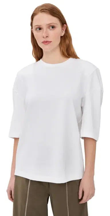 Tibi Perfect Hinged Sleeve Tee White | Thumbnail 1 Tibi Perfect Hinged Sleeve Tee White | Thumbnail 1