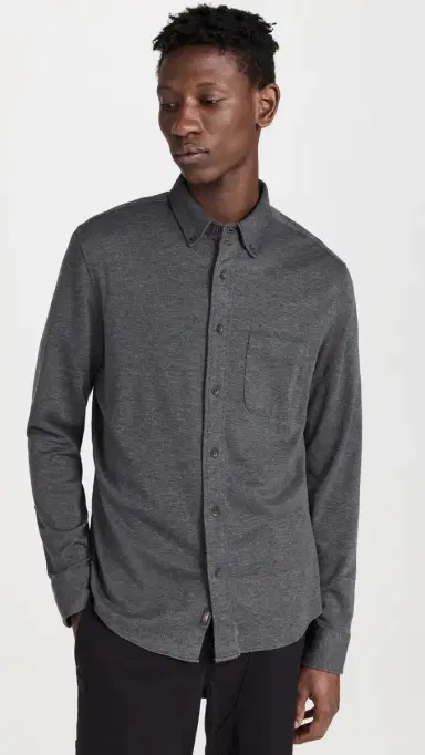 Faherty Coastline Knit Shirt Charcoal Heather Twill | Thumbnail 2 Faherty Coastline Knit Shirt Charcoal Heather Twill | Thumbnail 2