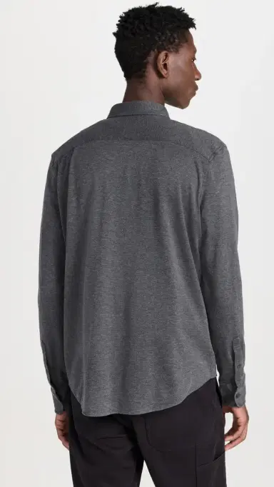 Faherty Coastline Knit Shirt Charcoal Heather Twill | Thumbnail 3 Faherty Coastline Knit Shirt Charcoal Heather Twill | Thumbnail 3