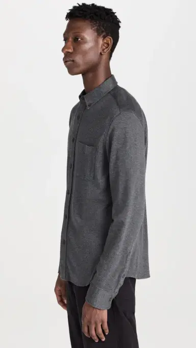 Faherty Coastline Knit Shirt Charcoal Heather Twill | Thumbnail 4 Faherty Coastline Knit Shirt Charcoal Heather Twill | Thumbnail 4