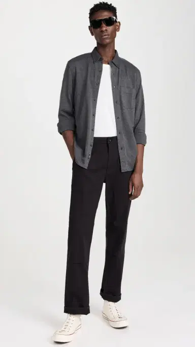 Faherty Coastline Knit Shirt Charcoal Heather Twill | Thumbnail 5 Faherty Coastline Knit Shirt Charcoal Heather Twill | Thumbnail 5