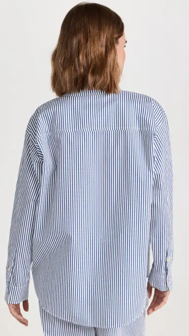 DONNI. Pop Button Down Navy Stripe | Thumbnail 3 DONNI. Pop Button Down Navy Stripe | Thumbnail 3