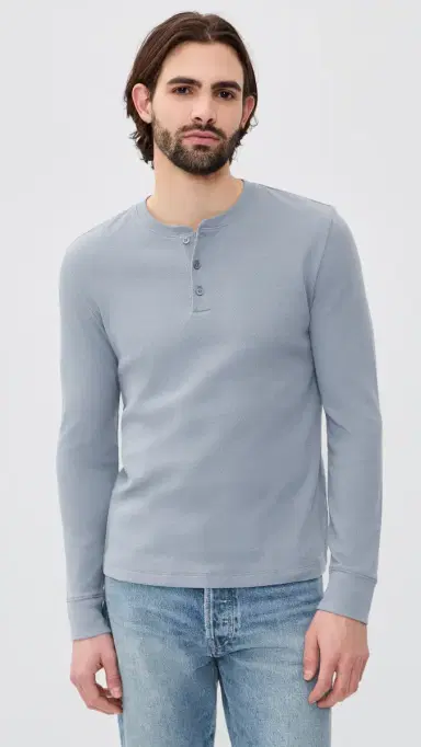 Vince Jacquard Rib Long Sleeve Henley teel Blue | Thumbnail 2 Vince Jacquard Rib Long Sleeve Henley teel Blue | Thumbnail 2