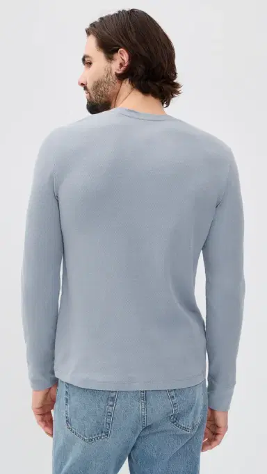 Vince Jacquard Rib Long Sleeve Henley teel Blue | Thumbnail 3 Vince Jacquard Rib Long Sleeve Henley teel Blue | Thumbnail 3
