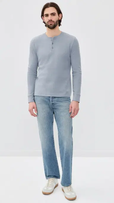 Vince Jacquard Rib Long Sleeve Henley teel Blue | Thumbnail 5 Vince Jacquard Rib Long Sleeve Henley teel Blue | Thumbnail 5