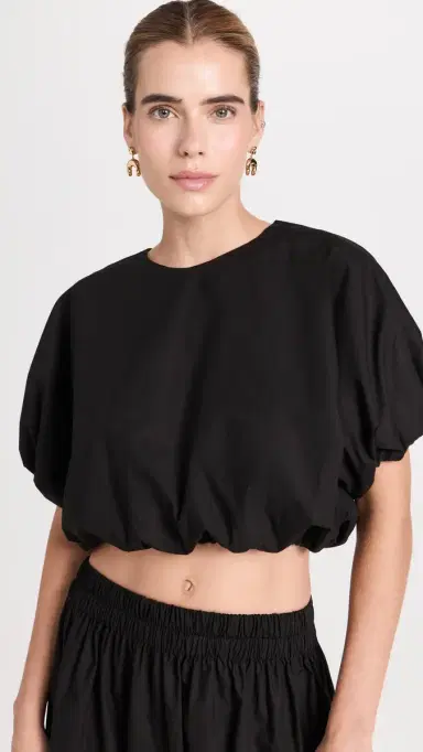 MIKOH Opihi Bubble Sleeve Crop Top Night | Thumbnail 2 MIKOH Opihi Bubble Sleeve Crop Top Night | Thumbnail 2