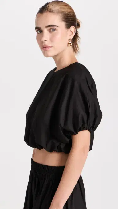 MIKOH Opihi Bubble Sleeve Crop Top Night | Thumbnail 4 MIKOH Opihi Bubble Sleeve Crop Top Night | Thumbnail 4