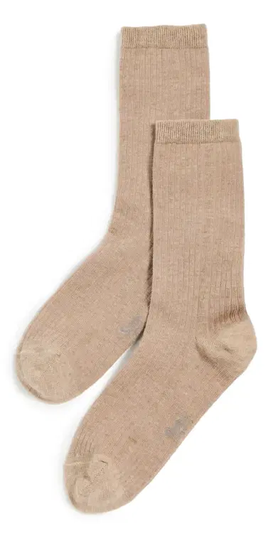 Stems Cotton Cashmere Crew Socks Beige One Size | Thumbnail 1 Stems Cotton Cashmere Crew Socks Beige One Size | Thumbnail 1