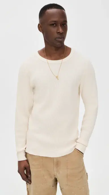 Aaron Levine Thermal Long Sleeve Shirt Cream | Thumbnail 2 Aaron Levine Thermal Long Sleeve Shirt Cream | Thumbnail 2