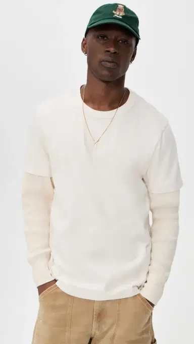 Aaron Levine Thermal Long Sleeve Shirt Cream | Thumbnail 5 Aaron Levine Thermal Long Sleeve Shirt Cream | Thumbnail 5