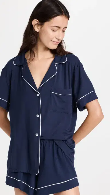 Eberjey Gisele Relaxed Short Pajama et Navy/ | Thumbnail 2 Eberjey Gisele Relaxed Short Pajama et Navy/ | Thumbnail 2