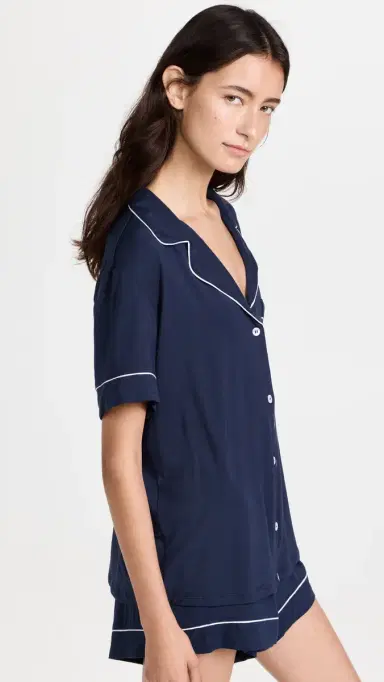 Eberjey Gisele Relaxed Short Pajama et Navy/ | Thumbnail 4 Eberjey Gisele Relaxed Short Pajama et Navy/ | Thumbnail 4