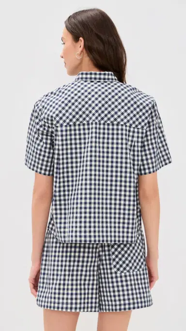 Marine Layer Jordie Poplin Shirt Navy/White Gingham | Thumbnail 3 Marine Layer Jordie Poplin Shirt Navy/White Gingham | Thumbnail 3
