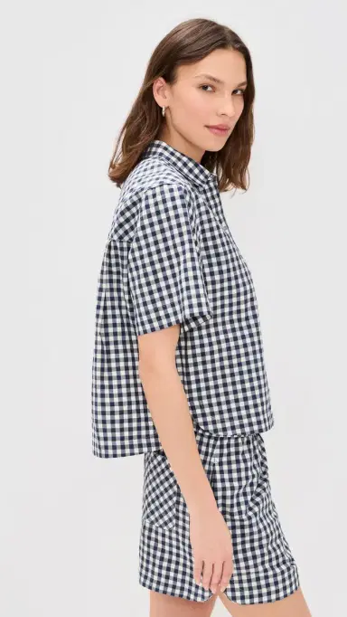 Marine Layer Jordie Poplin Shirt Navy/White Gingham | Thumbnail 4 Marine Layer Jordie Poplin Shirt Navy/White Gingham | Thumbnail 4