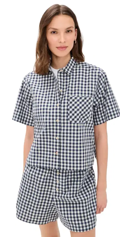 Marine Layer Jordie Poplin Shirt Navy/White Gingham | Thumbnail 1 Marine Layer Jordie Poplin Shirt Navy/White Gingham | Thumbnail 1