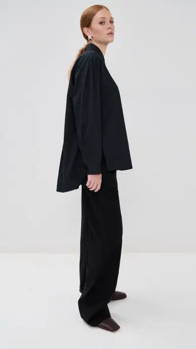 Tibi hirting Gabe Oversized Shirt Black | Thumbnail 4 Tibi hirting Gabe Oversized Shirt Black | Thumbnail 4
