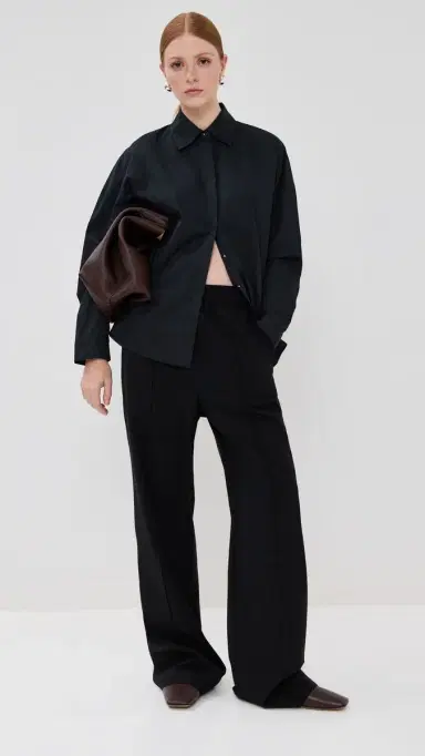 Tibi hirting Gabe Oversized Shirt Black | Thumbnail 5 Tibi hirting Gabe Oversized Shirt Black | Thumbnail 5
