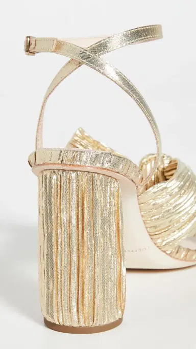 Loeffler Randall Camellia Gold Pleated Bow Heel with Ankle Strap Gold 5 | Thumbnail 4 Loeffler Randall Camellia Gold Pleated Bow Heel with Ankle Strap Gold 5 | Thumbnail 4