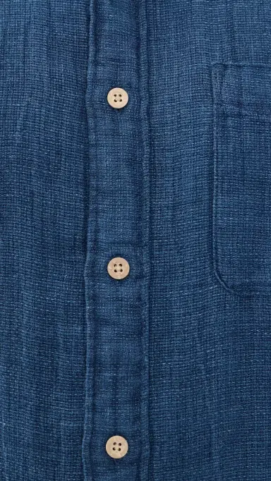 Faherty Short Sleeve Palma Linen Shirt Indigo Basketweave S | Thumbnail 6 Faherty Short Sleeve Palma Linen Shirt Indigo Basketweave S | Thumbnail 6