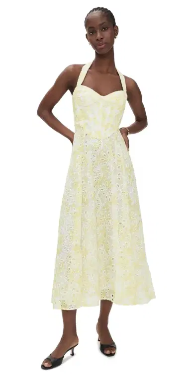 Bardot Pollie Halter Midi Dress Yellow Floral 4 | Thumbnail 1 Bardot Pollie Halter Midi Dress Yellow Floral 4 | Thumbnail 1