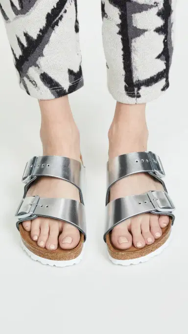 Birkenstock Arizona Soft Footbed Sandals Metallic Silver 37 | Thumbnail 3 Birkenstock Arizona Soft Footbed Sandals Metallic Silver 37 | Thumbnail 3