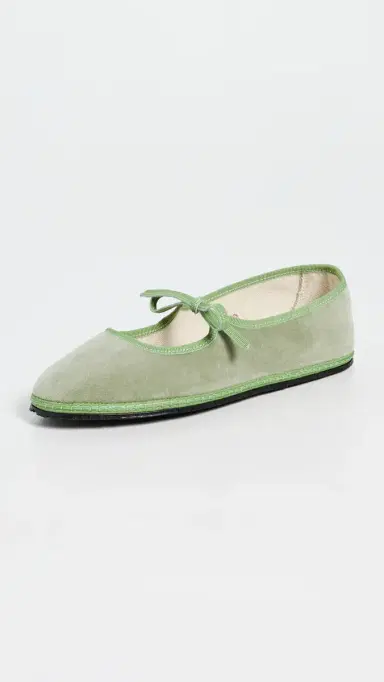 ViBi VENEZiA Mary Jane Velvet Brigitte Flats Salvia | Thumbnail 2 ViBi VENEZiA Mary Jane Velvet Brigitte Flats Salvia | Thumbnail 2
