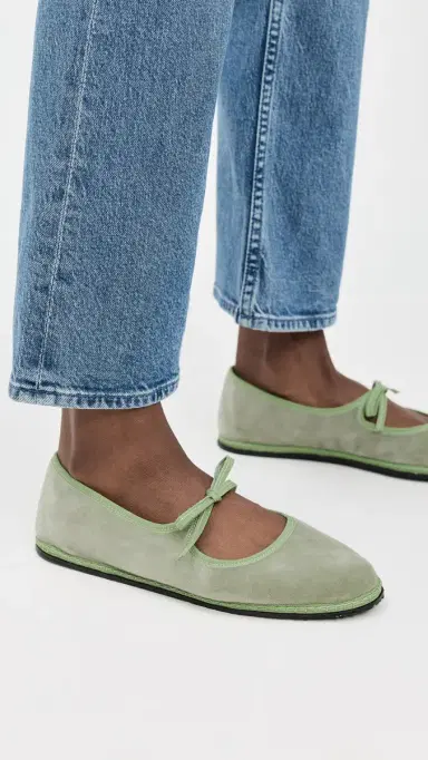 ViBi VENEZiA Mary Jane Velvet Brigitte Flats Salvia | Thumbnail 3 ViBi VENEZiA Mary Jane Velvet Brigitte Flats Salvia | Thumbnail 3