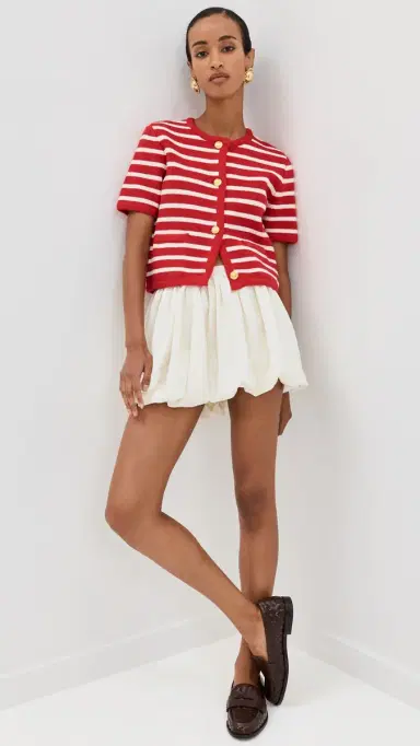 English Factory Knit triped Sweater Cardigan Red/White | Thumbnail 5 English Factory Knit triped Sweater Cardigan Red/White | Thumbnail 5