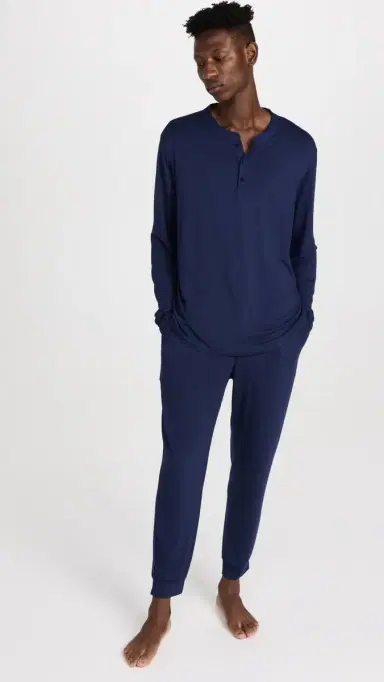 Eberjey Henry Modal Long Pajamas et True Navy | Thumbnail 2 Eberjey Henry Modal Long Pajamas et True Navy | Thumbnail 2