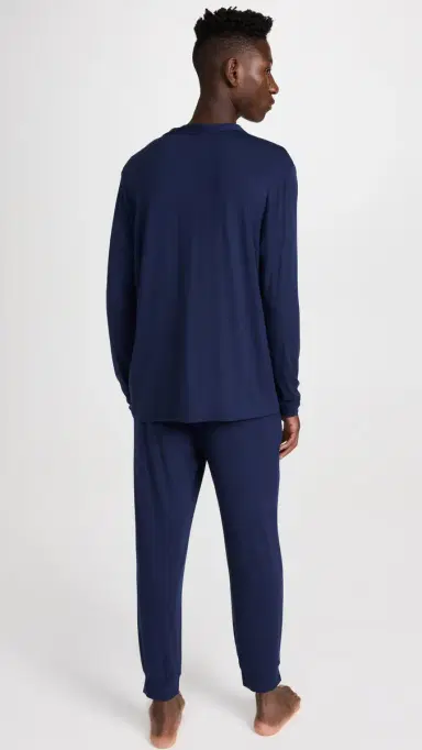 Eberjey Henry Modal Long Pajamas et True Navy | Thumbnail 3 Eberjey Henry Modal Long Pajamas et True Navy | Thumbnail 3