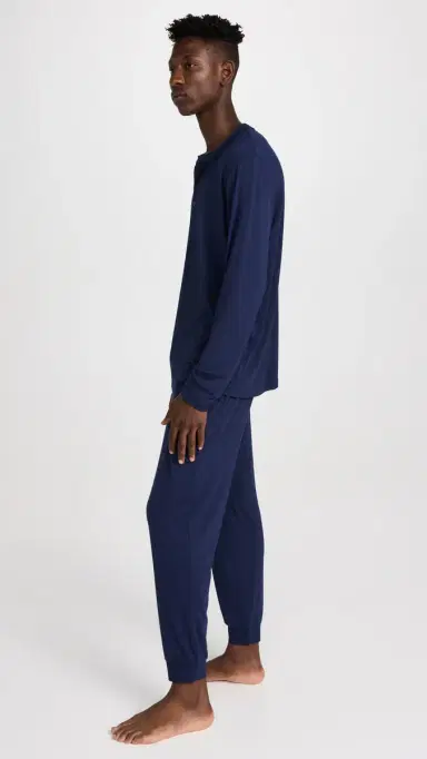 Eberjey Henry Modal Long Pajamas et True Navy | Thumbnail 4 Eberjey Henry Modal Long Pajamas et True Navy | Thumbnail 4