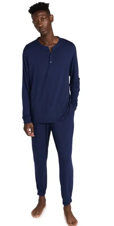 Eberjey Henry Modal Long Pajamas et True Navy | Thumbnail 1 Eberjey Henry Modal Long Pajamas et True Navy | Thumbnail 1