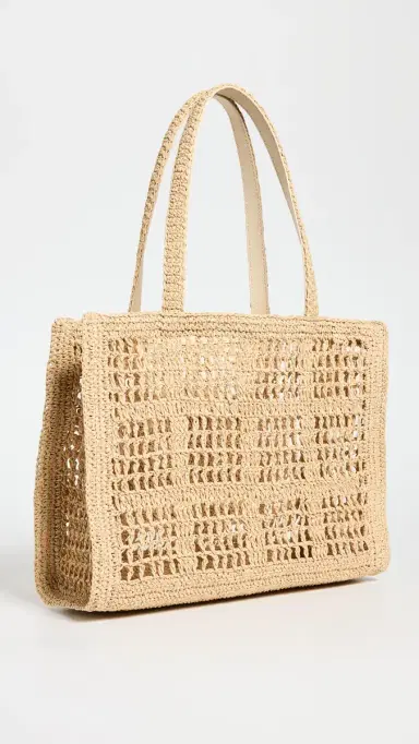 Tory Burch Ella Hand Crocheted Small Tote Natural One Size | Thumbnail 4 Tory Burch Ella Hand Crocheted Small Tote Natural One Size | Thumbnail 4