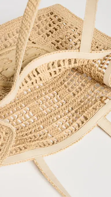 Tory Burch Ella Hand Crocheted Small Tote Natural One Size | Thumbnail 6 Tory Burch Ella Hand Crocheted Small Tote Natural One Size | Thumbnail 6