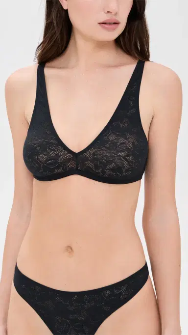 Eberjey Soft Stretch Lace Plunge Bralette Black | Thumbnail 2 Eberjey Soft Stretch Lace Plunge Bralette Black | Thumbnail 2