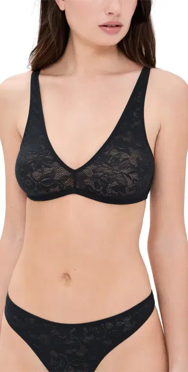 Eberjey Soft Stretch Lace Plunge Bralette Black | Thumbnail 1 Eberjey Soft Stretch Lace Plunge Bralette Black | Thumbnail 1