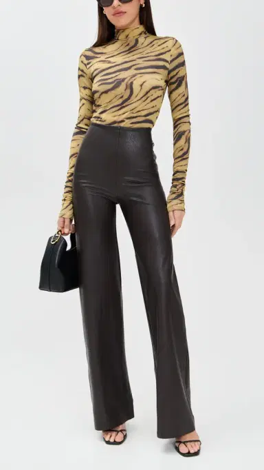 Commando Faux eather Wide eg Pants Espresso | Thumbnail 5 Commando Faux eather Wide eg Pants Espresso | Thumbnail 5