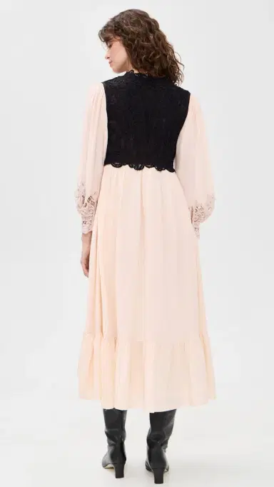 Sea Adelina Battenberg ace ong Sleeve Combo Dress Multi | Thumbnail 3 Sea Adelina Battenberg ace ong Sleeve Combo Dress Multi | Thumbnail 3