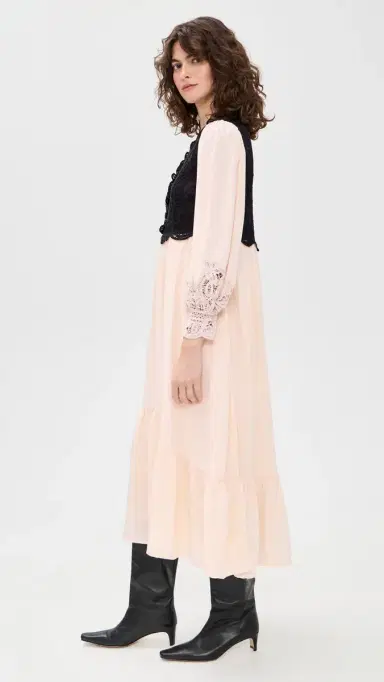Sea Adelina Battenberg ace ong Sleeve Combo Dress Multi | Thumbnail 4 Sea Adelina Battenberg ace ong Sleeve Combo Dress Multi | Thumbnail 4
