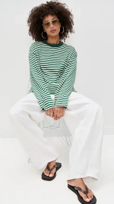 Lioness Bloom Long Sleeve Moss tripe | Thumbnail 6 Lioness Bloom Long Sleeve Moss tripe | Thumbnail 6