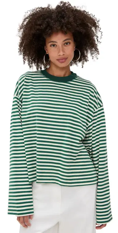 Lioness Bloom Long Sleeve Moss tripe | Thumbnail 1 Lioness Bloom Long Sleeve Moss tripe | Thumbnail 1