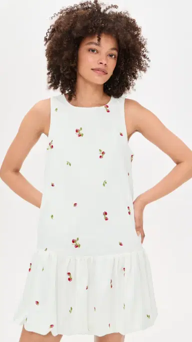 En Saison Strawberry Kiss Bubble Hem Mini Dress White Red ulti | Thumbnail 2 En Saison Strawberry Kiss Bubble Hem Mini Dress White Red ulti | Thumbnail 2