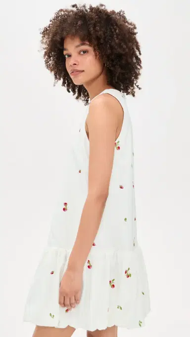 En Saison Strawberry Kiss Bubble Hem Mini Dress White Red ulti | Thumbnail 4 En Saison Strawberry Kiss Bubble Hem Mini Dress White Red ulti | Thumbnail 4
